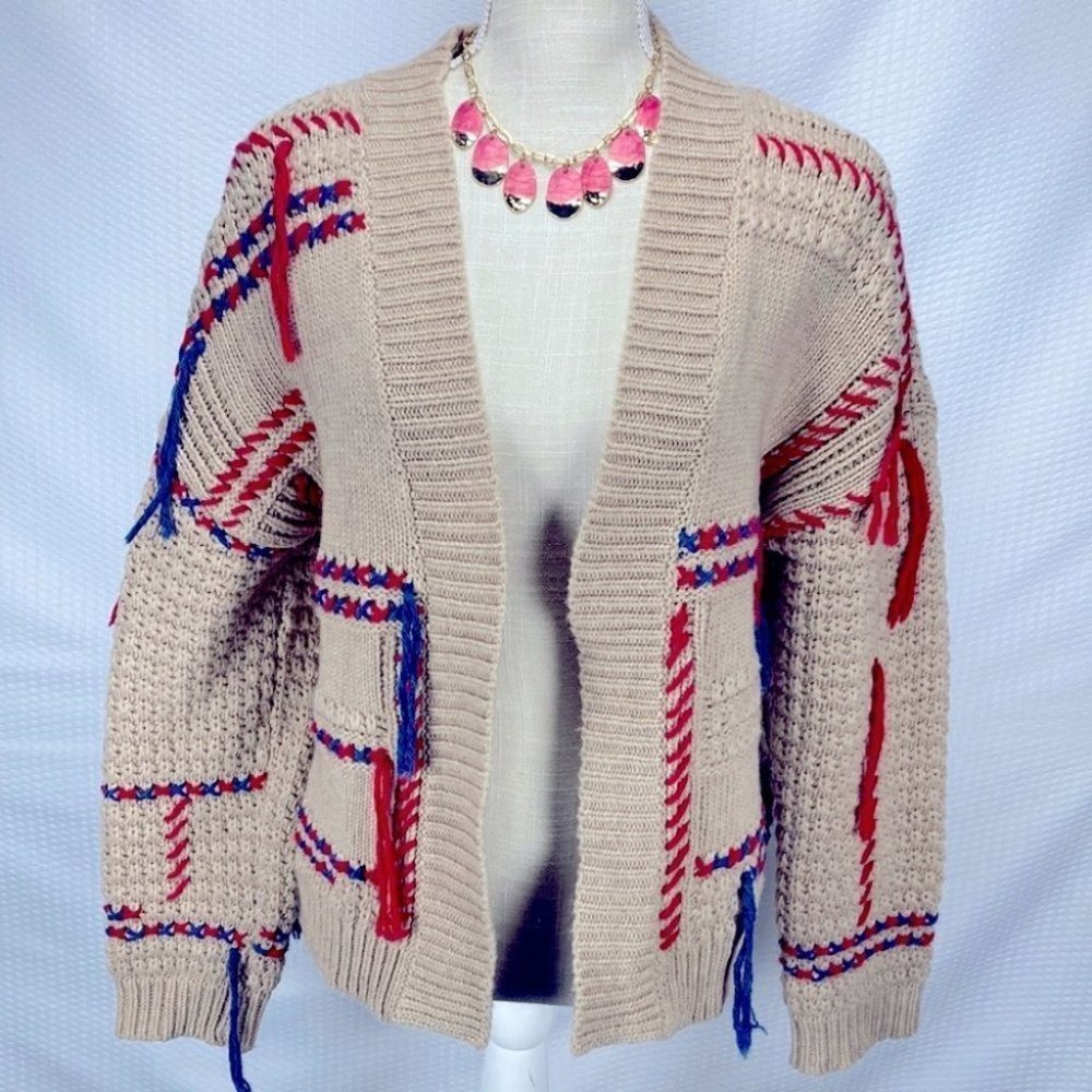 Anthropologie Chloe Oliver Dundee Fringe Cardigan Sweater; size XS; EUC!!
